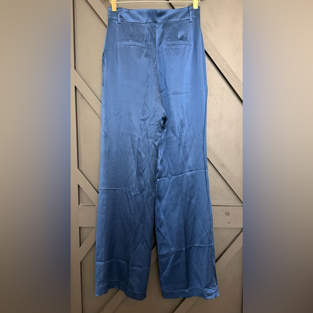 Sablyn Emerson Pleated Silk Pants in Midnight Navy, Size Small - Picture 10 of 16